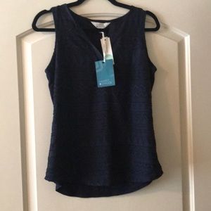 Market & Spruce Ezide Textured Print Top - Navy